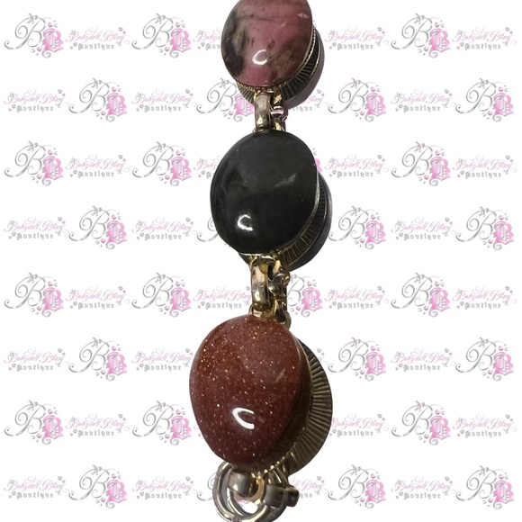 1940s scarab bracelet EGYPTIAN STYLE real gem stone healing crystals rare - Picture 3 of 12